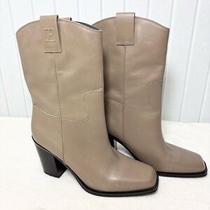Franco Sarto Taupe Leather Upper Women's‎ Valor Mid Shaft Cowboy Boots Size 9.5